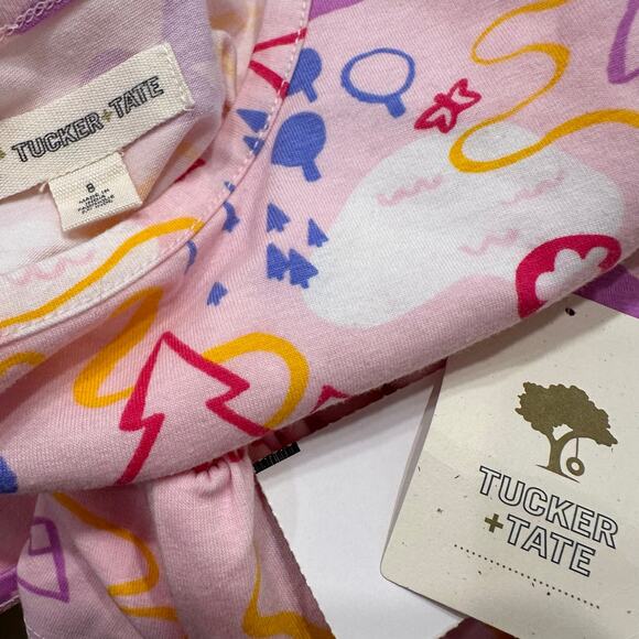 NWT Tucker + Tate PinkEnglish Adventure Map Tiered Ruffle Long Sleeve Dress - Picture 8 of 8